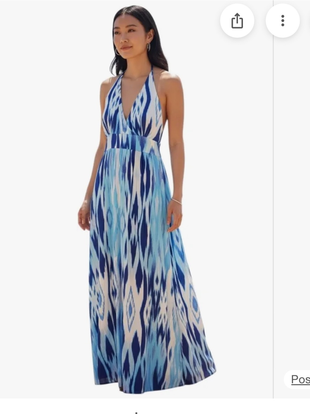 Athleta L Blue Print Halter Maxi Dress - Unbranded